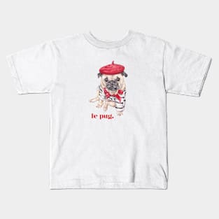 Le Pug - French Dog Watercolor Puppy Kids T-Shirt